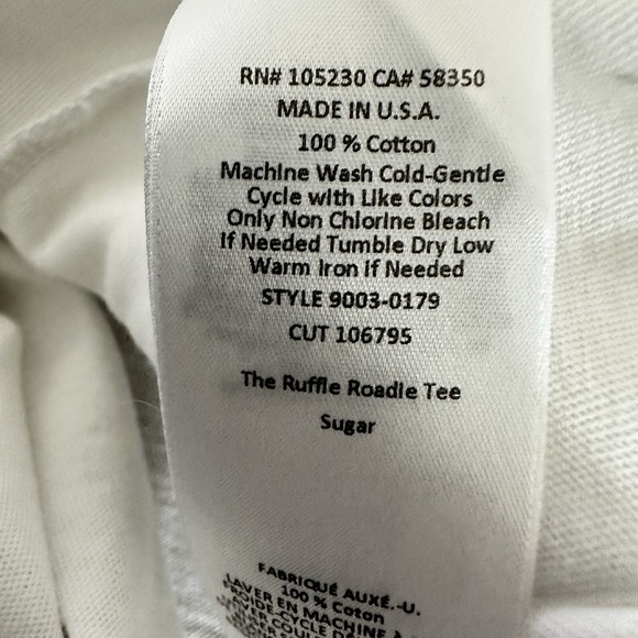 Current Elliott Womens Top 2 M Ruffle Roadie Tee Sugar White Distressed Classic - Picture 14 of 15